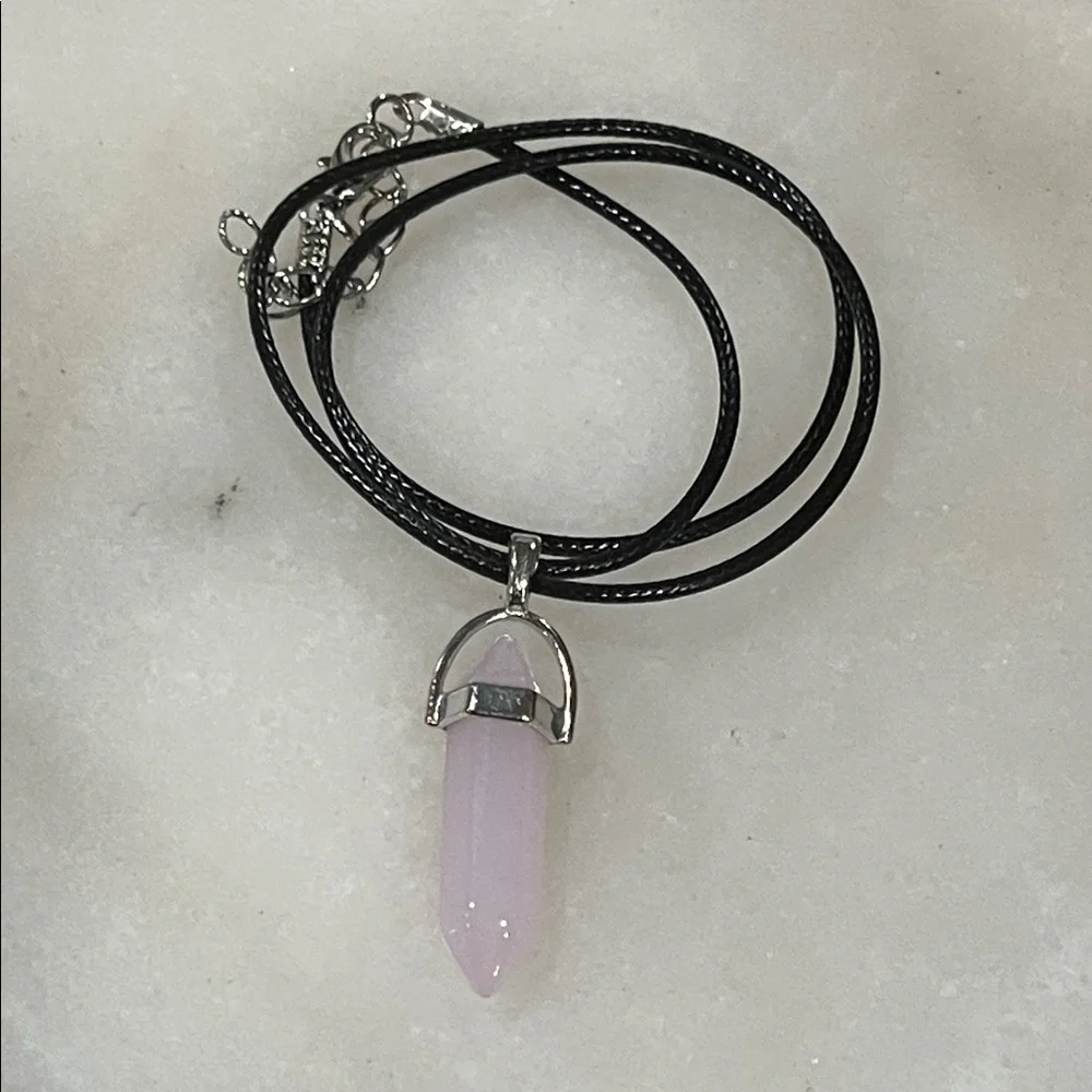 Pink Crystal Rose Quartz Pendant Necklace